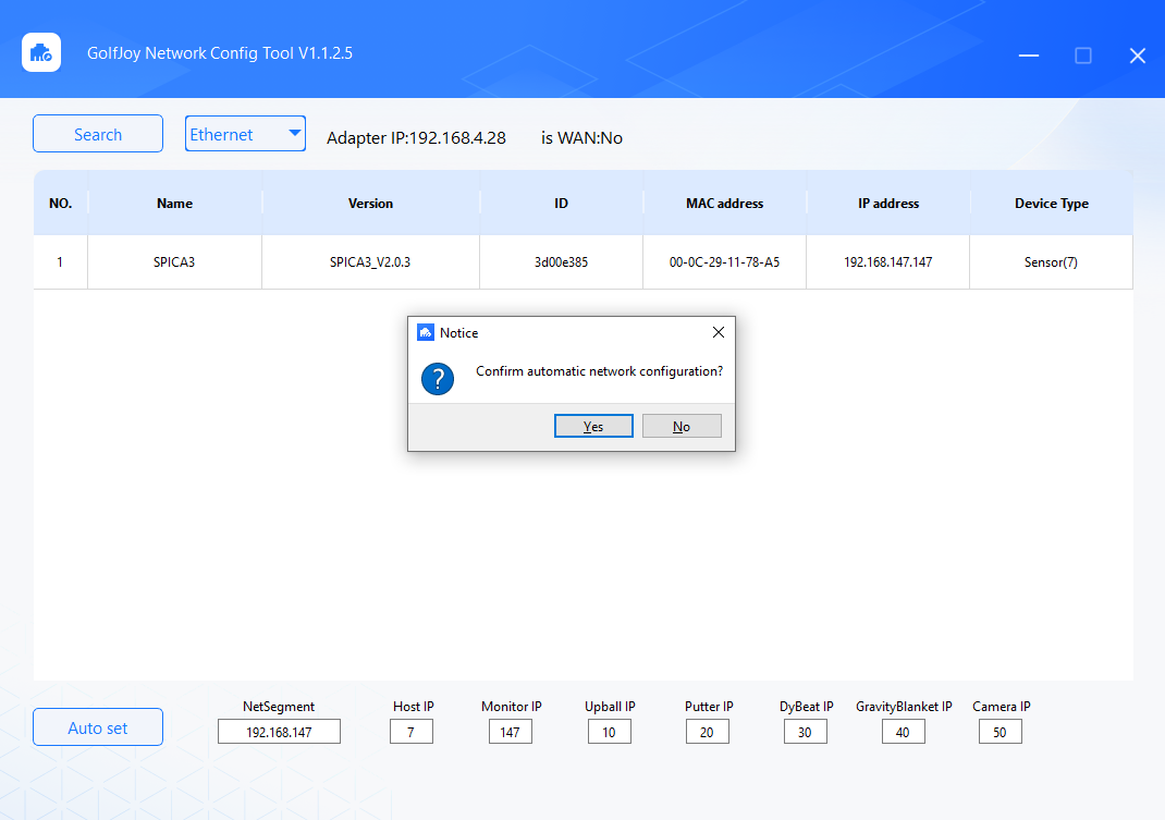 Confirm automatic network configuration